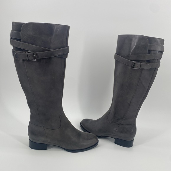 Ecco Shoes - ECCO Sullivan Riding Boots Gray Leather Knee High Zip up Women's 38/ 7.5
